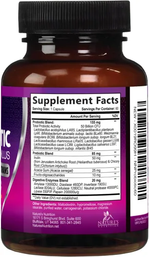 Miniatura 9 de Probióticos, 60 mil millones de UFC por porción, probióticos con prebióticos para apoyo a la salud digestiva e inmunológica para mujeres y hombres