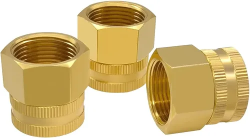 Hooshing 3 piezas de adaptador giratorio de manguera de jardín de latón 3/4" GHT a 1" NPT conector hembra a hembra accesorios de tubería