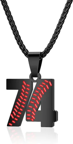 Miniatura 19 de Collar con número de béisbol para niños 00-99, collar con número de camiseta de béisbol de acero inoxidable, colgante personalizado, regalo