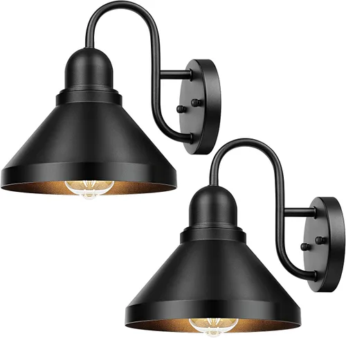 Miniatura 10 de Brightever Luces de Porche de Cuello de Ganso para Exteriores, Paquete de 2 Accesorios de Luz de Granero Exterior Estilo Granja, Lámparas de Pared