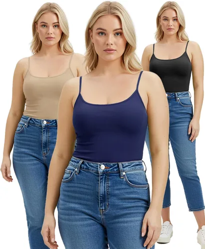 Miniatura 231 de Emmalise Camisola larga casual básica para mujer, con tirantes ajustables, top en capas