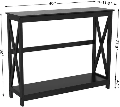 Miniatura 3 de Topeakmart Sofá consola, mesa de entrada de 2 niveles con estante de almacenamiento, mesa de sofá estrecha para entrada, pasillo, sala de estar