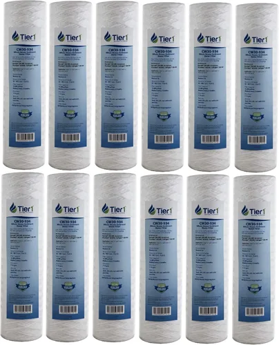 Miniatura 13 de Tier1 Cartucho de repuesto de filtro de agua para sedimentos de polipropileno enrollado de 50 micrones, 10 x 2.5 pulgadas, compatible con Pentek