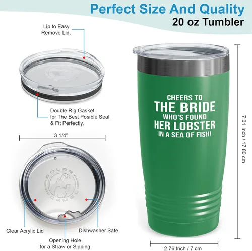 Miniatura 3 de Bride Tumbler 20oz Green -Found Her Lobster - Bride To Be Gifts Bridal Shower Wedding New Bride Mr Mrs Bachelorette Party Fiancee Newly Engaged