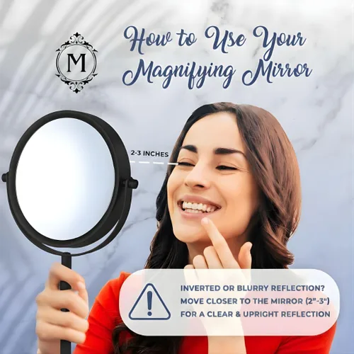 Miniatura 4 de MIRRORVANA Espejo de maquillaje con aumento 10X en soporte redondo para mesa, escritorio de tocador de dormitorio y encimera de baño, espejo