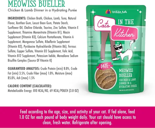 Miniatura 5 de Weruva Cats in The Kitchen Slide N' Serve - Bolsas de comida húmeda natural para gatos, sin granos, Meowiss Bueller, bolsa de 3 onzas (paquete de 12)