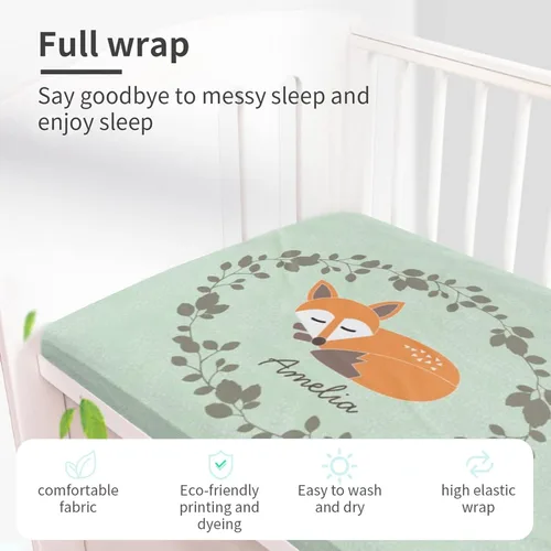Miniatura 2 de Sábana bajera personalizada para cuna de bebé con estrellas coloridas para niñas y niños, sábana de cuna personalizada con nombre para cuna estándar