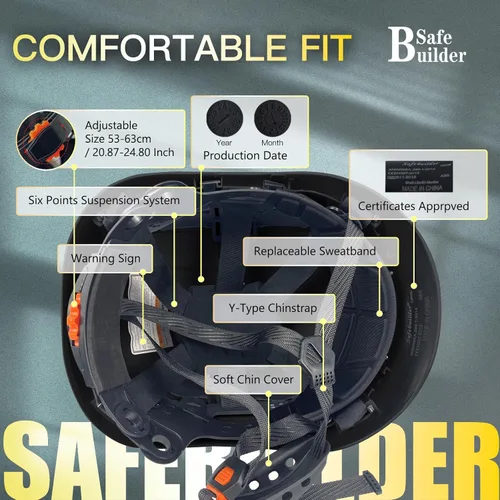 Miniatura 4 de Casco de Seguridad de Construcción con Visera Casco Duro ABS Cascos Duros de Ventilación Ajustable Protección de Cabeza de Trabajo Industrial