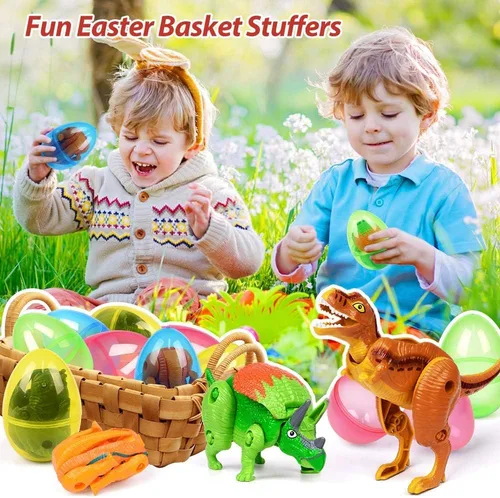 Miniatura 10 de OCATO Huevos de Pascua rellenos de juguetes de dinosaurio, huevos de dinosaurio deformación gigantes, rellenos de huevos de Pascua, rellenos