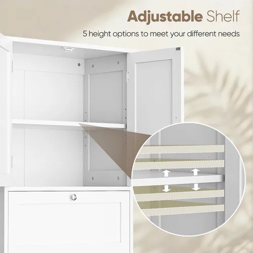 Miniatura 7 de ZenStyle Armario de almacenamiento de piso de baño, organizador de cocina con 2 cajones y 2 puertas, estante ajustable de 5 alturas independientes