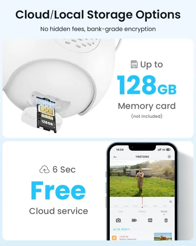 Miniatura 9 de ieGeek Cámara de seguridad celular 4G LTE inalámbrica para exteriores, sin WiFi, cámaras alimentadas por batería con panel solar, visión nocturna a