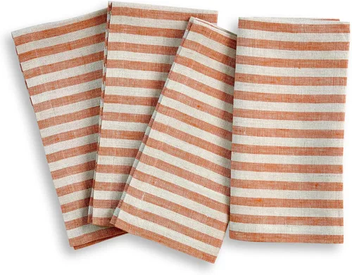 Miniatura 16 de Solino Home Amalfi - Manteles individuales a rayas, de 14 x 19 pulgadas, juego de 4 unidades, tela natural, lino europeo, 100 % lino puro, hechos a