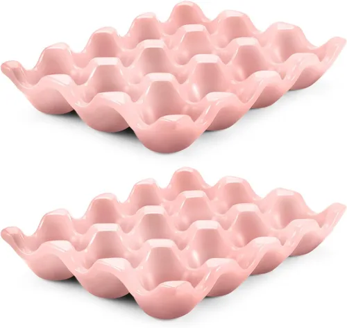 Miniatura 26 de Flexzion Organizador de huevos cerámico para nevera - Bandeja de huevos de 6 tazas, contenedor de porcelana para media docena, organizador de Gris