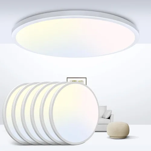 Miniatura 16 de Zemty Paquete de 8 lámparas de techo LED de montaje empotrado de 12 pulgadas, lámpara de techo súper delgada de 28 W 3200 lm, lámpara de techo Negro