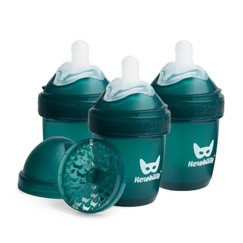 Miniatura 21 de Herobility - Biberones dobles anticólicos para bebé – 240 ml/8.5 fl oz – paquete de 3 – Melocotón A7) Melocotón