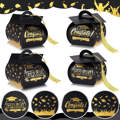 Miniatura 4 de Spakon 30 cajas de regalo con tapa de graduación, regalos de fiesta de graduación, cajas de dulces con borlas, centros de mesa de decoración