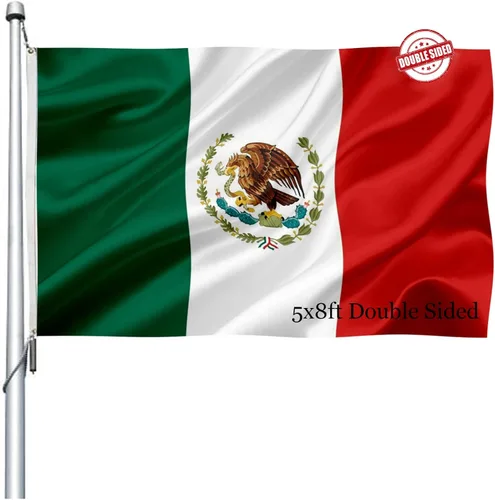 Miniatura 8 de Bandera de México MX de 4 x 6 para exteriores, doble cara, cabecera de lona de poliéster de colores vivos y 4 filas cosidas, banderas nacionales