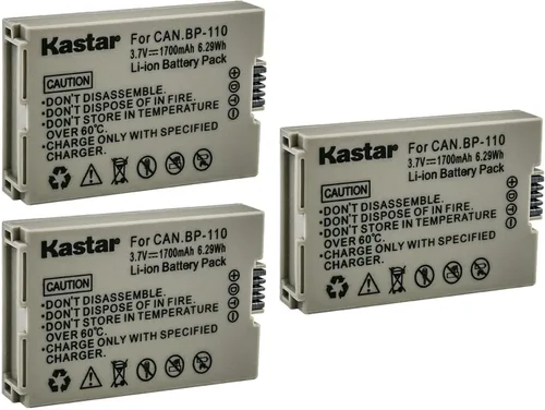 Miniatura 4 de Kastar Paquete de 2 baterías BP-110 de 3.7 V 1700 mAh de repuesto para Canon VIXIA HF R20 HFR20, VIXIA HF R20 Rojo, VIXIA HF R20 Silver, VIXIA HF