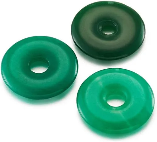 Miniatura 6 de FASHEWELRY 10 colgantes de piedras preciosas de disco de jade natural de 0.945-0.984 in, agujero grande curativo chakra, piedra pulida, abalorios