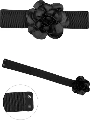 Miniatura 2 de Women Girls Big Flower Belt Cute Design Wide Elastic Waist Band Waist Décor Multi