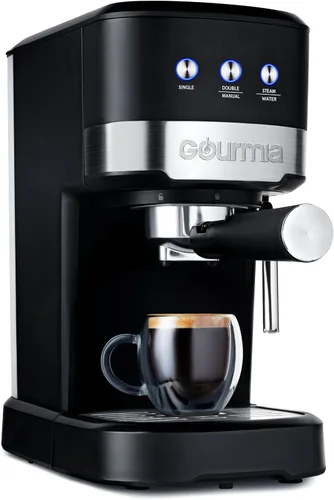 Miniatura 6 de Gourmia Máquina de café expreso de 15 barras con potente varita de espuma con depósito de agua extraíble de 1.2 L, color negro