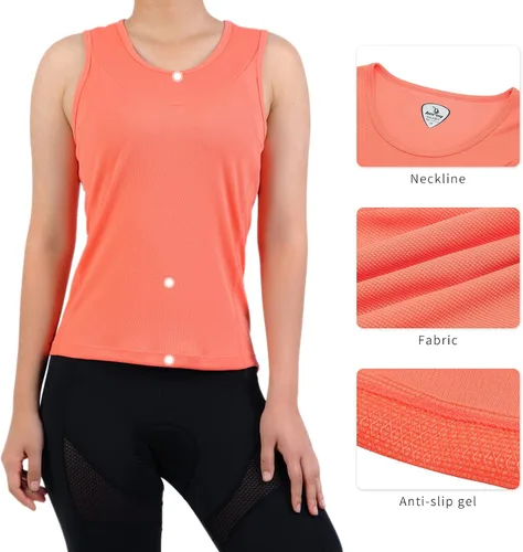 Miniatura 10 de Camiseta sin mangas de ciclismo con espalda cruzada para mujer, para interiores y exteriores, con bolsillos