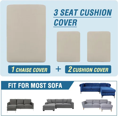 Miniatura 8 de H.VERSAILTEX Fundas para Sofá Seccional de 3 Piezas, Fundas de Cojines de Asiento para Sofá en Forma de L, Fundas de Cojín Separadas para Sofá Isla