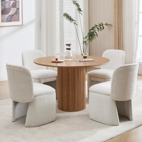 Miniatura 30 de Hyfirm Juego de 4 sillas de comedor tapizadas modernas, sillas de comedor laterales de chenilla, sillas de cocina sin brazos, sillas Parsons