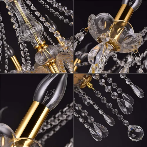 Miniatura 5 de lámparas de araña de cristal K9 tipo candelabro con 10 luces, lámpara colgante para techo, lámpara de montaje para comedor, sala de estar