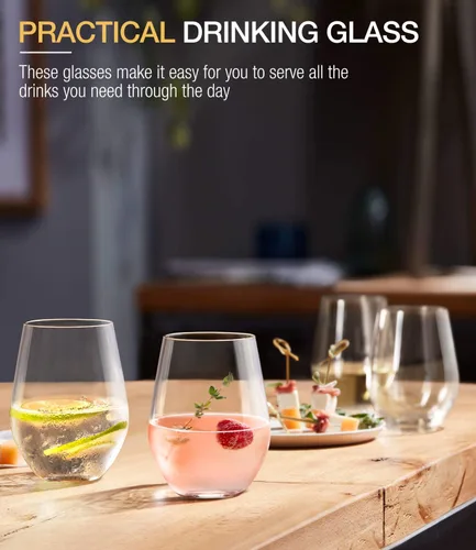 Miniatura 6 de Juego de 6 copas de vino de plástico irrompible sin tallo, vaso de vino de plástico Tritan sin BPA, cristalería reutilizable para uso al aire libre