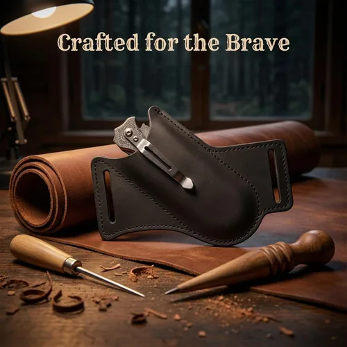 Miniatura 5 de Funda de cuchillo, funda de cuchillo con hebilla de cinturón, fundas de cuchillo de cuero para cinturón, funda de cuchillo plegable de bolsillo EDC