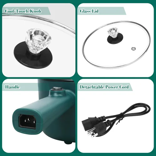 Miniatura 8 de Olla eléctrica, olla de ramen de 1.8 L, cocina portátil, sartén antiadherente, olla eléctrica para pasta, huevo, filete, protección contra