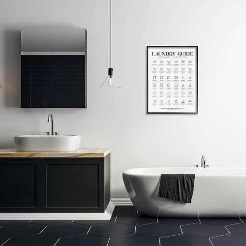 Miniatura 3 de Stupell Industries Bolsillos guía guía de símbolos mínimos para lavandería, diseñados por Andrea Jasid Grassi, arte de pared enmarcado negro, 24 x