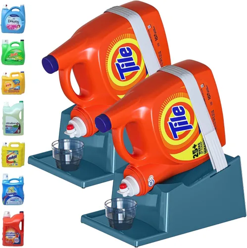 Miniatura 22 de TidyFriend - Paquete de 3 soportes para detergente líquido con bandeja de goteo y patas de agarre de goma, soporte para organización y Blanco
