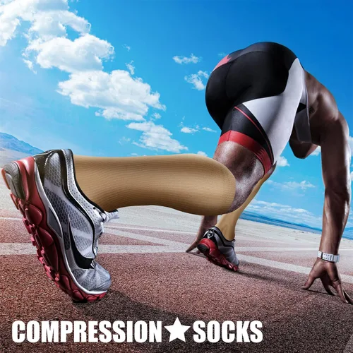 Miniatura 3 de CHARMKING Calcetines de compresión para mujeres y hombres, 4 pares de 15-20 mmHg, mejor apoyo para atletismo, correr, ciclismo