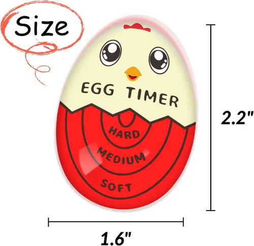 Miniatura 5 de Lasubst Temporizador de huevos que va en el agua para huevos duros duros suaves y medianos, 1 rojo y 1 azul