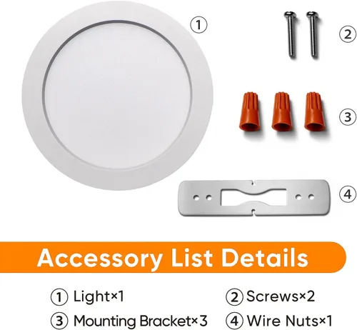 Miniatura 5 de Lámpara de techo LED de montaje empotrado de 5 pulgadas, 120 V, 11 W, 600 lúmenes, luz plana redonda blanca cálida de 3000 K, luz empotrada