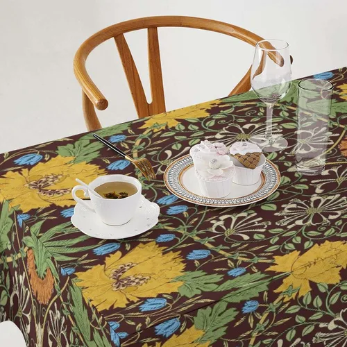 Miniatura 332 de Mantel Floral Retro de Pájaros, Diseño Original Bohemio William Morris Estampado Cubierta de Mesa para Hogar Picnic Fiesta Comedor Cocina William