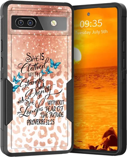 Miniatura 17 de Funda para Pixel 6A, Híbrida de Doble Capa de Servicio Pesado Resistente a Prueba de Golpes PC Duro + Funda Protectora de Silicona Suave para Google