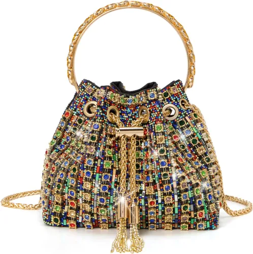 Miniatura 12 de Bolso de mano con diamantes brillantes para mujer, bolso de mano con diamantes de imitación para mujer, bolso de mano de brillo para fiesta