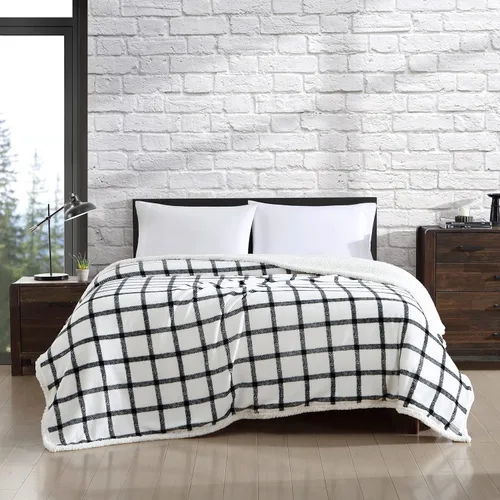 Miniatura 9 de Eddie Bauer - Manta de tamaño twin, manta de cama de felpa ultrasuave con reverso de borrego sintético, ropa de cama de gran tamaño para sofá o cama