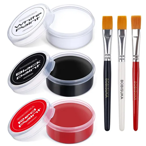 BOBISUKA Juego de pintura al óleo negro + blanco + rojo, gran capacidad, kit de paleta de pintura profesional con pinceles para teatro de arte,