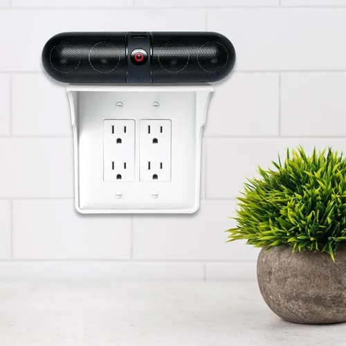 Miniatura 4 de Estante de Enchufes Doble de Pared Power Perch con Correa de Almacenamiento de Cables - Organiza y Recupera Espacio en el Baño - Soporte para Alexa