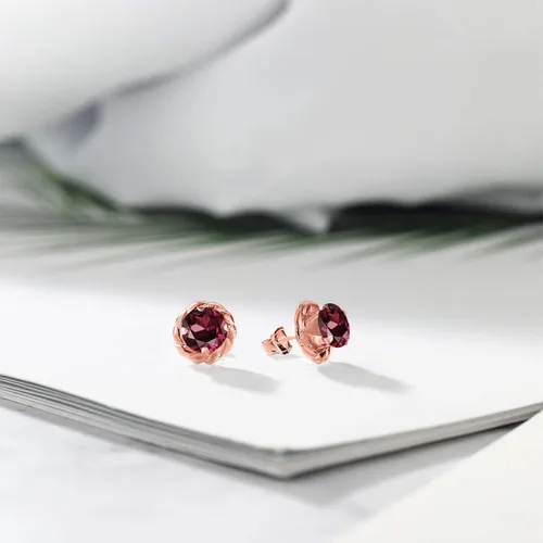 Miniatura 261 de Gem Stone King Aretes de plata de ley 925 de 0.236 in con piedra natal redonda para mujer