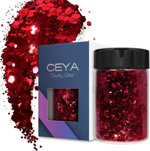 Miniatura 30 de Ceya - Purpurina gruesa, 140 g / 4.9 oz de polvo de purpurina para manualidades, color lila aubergine, con copos finos, lentejuelas iridiscentes 4.9