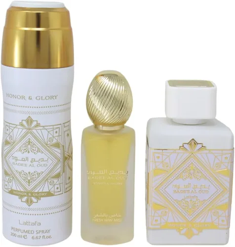 Miniatura 3 de Lattafa Badee Al Oud Honor & Glory 3.4 Edp M+1.7 Hair Mist+6.7 Body/Spray (128612)