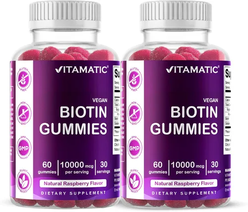 Miniatura 12 de Vitamatic Gomitas de Biotina 10,000 mcg para Cabello, Piel y Uñas Más Fuertes - 60 Gomitas Veganas - También Llamada Vitamina B7 (6 Frascos)
