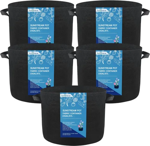 Miniatura 9 de SunStream Bolsas de cultivo de 3 galones, paquete de 10 unidades resistentes de 10.58 oz engrosadas con asas, macetas de jardín de tela no tejida