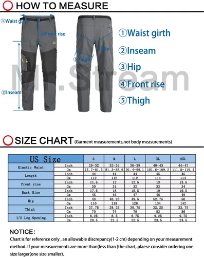 Miniatura 6 de Mr.Stream Men's Walking Windproof Breathable Camping Quick Drying Outdoor Convertible Hiking Pants