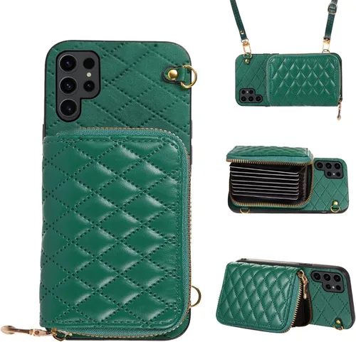 Miniatura 11 de Funda cartera desmontable con correa cruzada para Samsung Galaxy S20 FE 5G 6.5 pulgadas con cremallera, múltiples ranuras para tarjetas, soporte